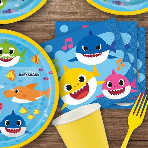 Baby Shark Multicolored Beverage Napkins, 5" - 16-Pack - Vibrant 2-Ply Paper Napkins, Perfect for Kid's Parties in Saudi Arabia