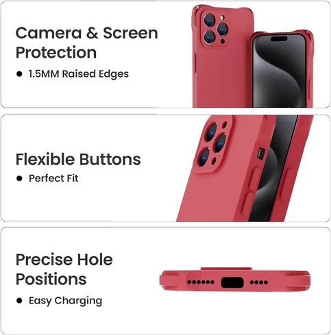 Crossbody for iPhone 15 Pro Case, Lanyard Protective Liquid Silicone Case with Adjustable Length Detachable Lanyard Rope Shockproof Hands-Free Clear Phone Cover for iPhone 15 Pro-Red in Kuwait