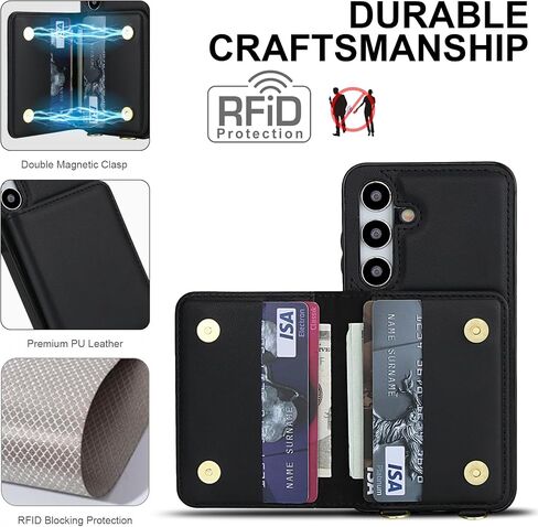 ASUWISH PHONE CASE لـ SAMSUNG GALAXY S24 FE 5G Wallet Cell Cover مع حامي الشاشة الزجاجية المقسى معصم Crossbody Strap RFID حامل بطاقة الائتمان S 24 EF AI S24FE in Saudi Arabia