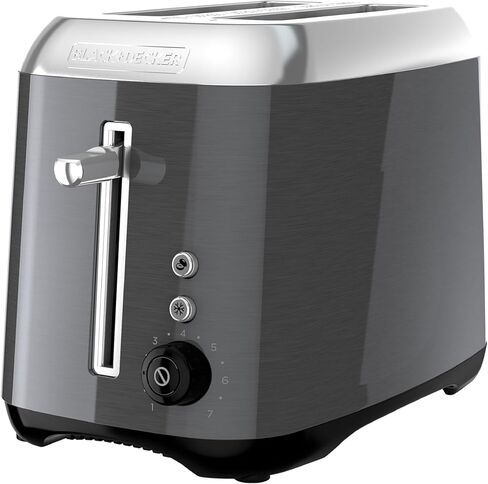 محمصة Black & Decker 2-slice مع وظائف الضغط على الفتحة الواسعة الإضافية ، محدد الظل ودرج فتات الأرجوحة ، الفولاذ الأسود/المقاوم للصدأ in Saudi Arabia