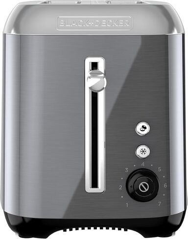 محمصة Black & Decker 2-slice مع وظائف الضغط على الفتحة الواسعة الإضافية ، محدد الظل ودرج فتات الأرجوحة ، الفولاذ الأسود/المقاوم للصدأ in Saudi Arabia