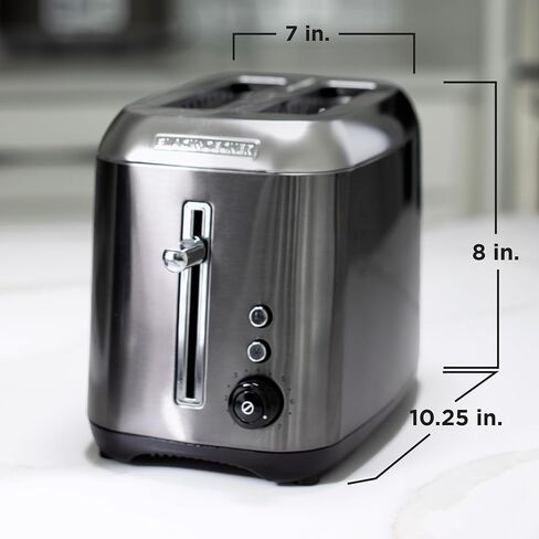 محمصة Black & Decker 2-slice مع وظائف الضغط على الفتحة الواسعة الإضافية ، محدد الظل ودرج فتات الأرجوحة ، الفولاذ الأسود/المقاوم للصدأ in Saudi Arabia