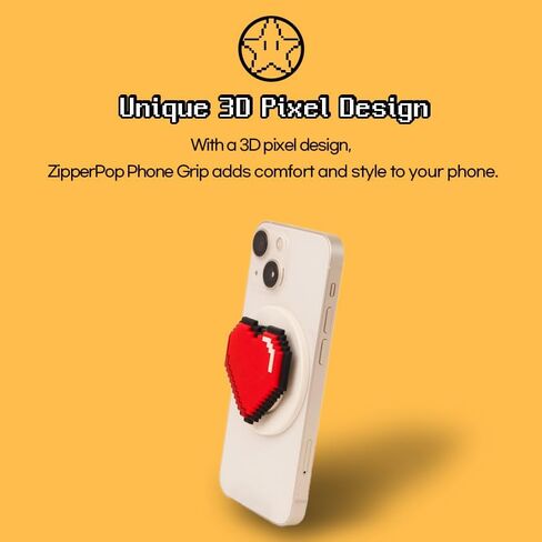 3D Pixel Dot Phone Grip & Stand Holder Compatible with MagSafe - Cool Face Sunglass Emoji (Black) in Saudi Arabia