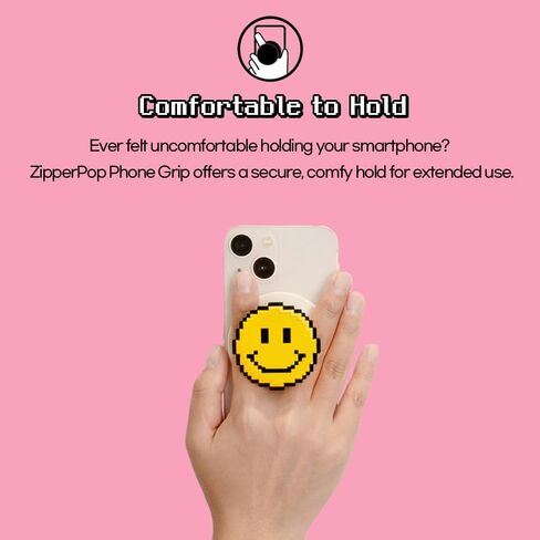 3D Pixel Dot Phone Grip & Stand Holder Compatible with MagSafe - Cool Face Sunglass Emoji (Black) in Saudi Arabia