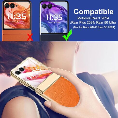 for Motorola Razr 2025 Case with Hinge Protection, Premium PU Leather Case with Rear Screen Protector Scratch-Resistant Shockproof Full Coverage Cover for Motorola Razr 60 2025 Pink+Gold in Kuwait