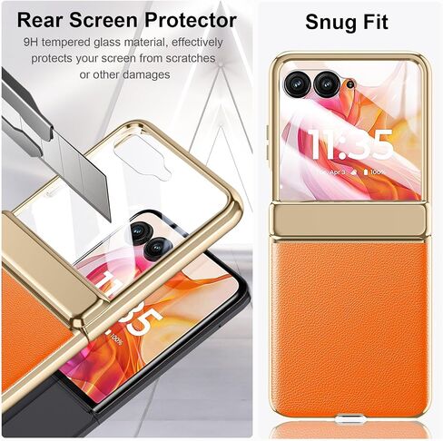 for Motorola Razr 2025 Case with Hinge Protection, Premium PU Leather Case with Rear Screen Protector Scratch-Resistant Shockproof Full Coverage Cover for Motorola Razr 60 2025 Pink+Gold in Kuwait