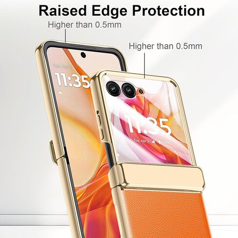 for Motorola Razr 2025 Case with Hinge Protection, Premium PU Leather Case with Rear Screen Protector Scratch-Resistant Shockproof Full Coverage Cover for Motorola Razr 60 2025 Pink+Gold in Kuwait
