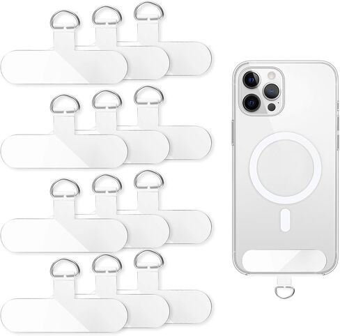 12 Pcs Phone Tether Tab, Universal Phone Lanyard Patch Transparent Cellphone Strap Replacement Part Without Adhesive for Most Smartphone Case in Saudi Arabia
