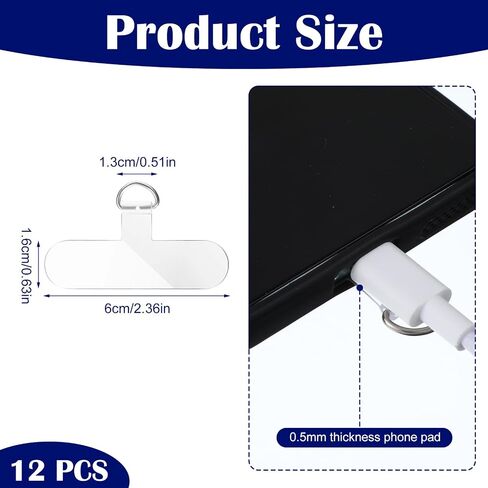 12 Pcs Phone Tether Tab, Universal Phone Lanyard Patch Transparent Cellphone Strap Replacement Part Without Adhesive for Most Smartphone Case in Saudi Arabia
