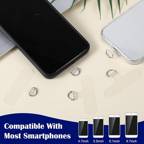 12 Pcs Phone Tether Tab, Universal Phone Lanyard Patch Transparent Cellphone Strap Replacement Part Without Adhesive for Most Smartphone Case in Saudi Arabia