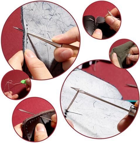45 Pcs Upholstery Repair Kit, Leather Sewing Kit with 11 Colors of Sewing Thread, Upholstery Needles, Awl, Tape Measure, Leather Sewing Upholstery Repair Kit for Leather Craft DIY in Kuwait