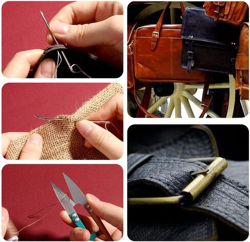 45 Pcs Upholstery Repair Kit, Leather Sewing Kit with 11 Colors of Sewing Thread, Upholstery Needles, Awl, Tape Measure, Leather Sewing Upholstery Repair Kit for Leather Craft DIY in Kuwait