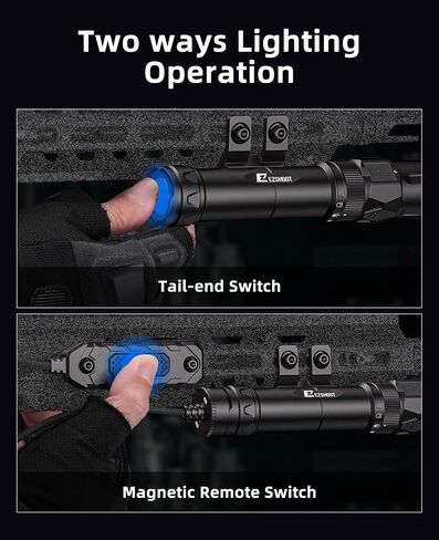 Ezshoot 2500 Lumens Rifle Laser Light Combo مع مفتاح ضغط عن بُعد مغناطيسي ، مصباح يدوي ببندقية قابل لإعادة الشحن متوافق مع M-rail ، مصباح AR التكتيكي مع شعاع الليزر الأخضر in Kuwait