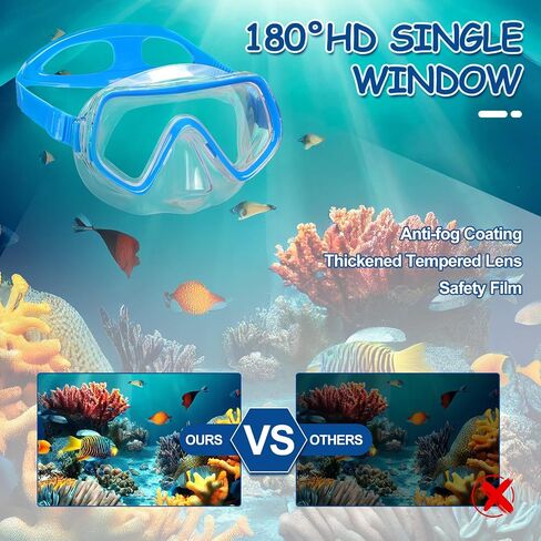 Hoolerry 4 Pcs Kids Goggles with Nose Cover for 3-8 Tempered Glass Snorkel Dive Mask Anti Fog with Elastic Strap No Leak Swimming Mask for Summer Scuba Diving Snorkeling, 4 Colors in Saudi Arabia