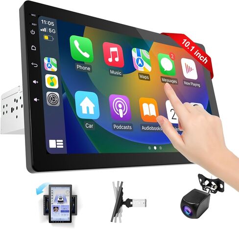 شاشة CarPlay القابلة للدوار 10.1 بوصة للسيارات و Android Auto ، ستيريو سيارة DIN مفردة مع كاميرا احتياطية 1080 بكسل ، التنقل في شاشة GPS ، Bluetooth ، التحكم الصوتي in Saudi Arabia