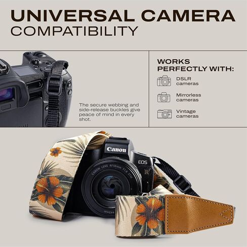 حزام رقبة كاميرا Coiro مع تصميم نمط، حزام كاميرا DSLR ناعم ومريح - حزام كاميرا من النايلون قابل للتعديل وحزام كتف وحزام عالمي للرقبة، هدية رائعة للمصور in Kuwait
