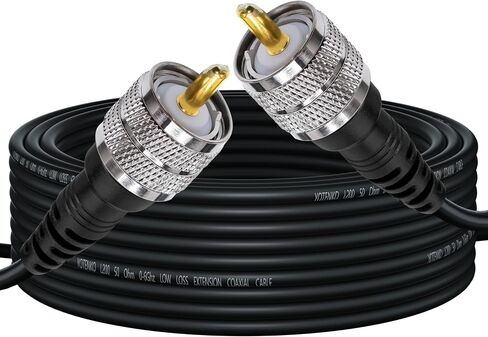 CB Coax Cable 15FT, Low Loss UHF Male Coax with PL259 Connectors, L200 Coaxial Cable (LMR200 Equivalent), Flexible & Durable - 50 Ohm, for CB Ham Radio Antenna HF/VHF in Saudi Arabia
