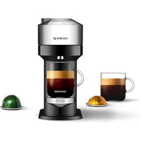 Nespresso Vertuo Next Deluxe Coffee and Espresso Machine NEW by De'Longhi, Pure Chrome, Single Serve Coffee & Espresso Maker, One Touch to Brew (Renewed)