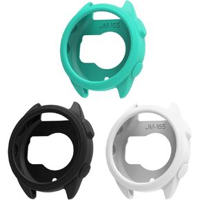 3 Pack Watch Cases Cover Compatible with Garmin Forerunner 165 Smartwatch Accessories Silicone Protective Case Flexible (Black,White,Yellow)
