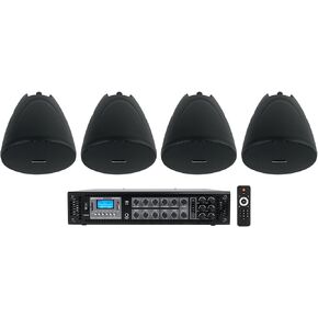 Rockville (1) RCS180-6 180 Watt 6 Zone 70v Commercial/Restaurant Amplifier/Bluetooth Bundle with (4) PEN-40T Black 4" 70V Hanging Pendant Speaker Commercial/Restaurant (5 Items)