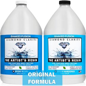 NAKED FUSION -Epoxy Resin Art Resin Diamond Clarity- Original Formula -The Artist's Resin for Coating, Resin Art, Geodes, Tabletop, Bar Top, Live Edge River Tables- Food Safe -Non-Toxic-2 Gallon KIT in Kuwait