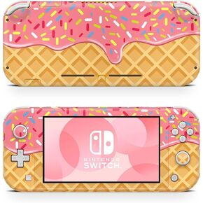 ZOOMHITSKINS Switch Lite Accessories, Compatible for Switch Lite Skin, Waffle Cookie Sweet Food Cute Donut Pink Yellow, 3M Vinyl, Durable & Fit, Easy to Install, Made in The USA