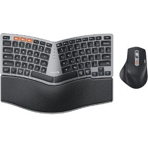 ProtoArc Bluetooth Ergonomic Keyboard Mouse, EKM04 Mini Compact Wireless Ergo Keyboard Mouse Combo, Split Design, Wrist Rest, Multi-Device, Rechargeable, for Windows, Mac OS - Space Gray