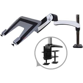 GST112T-LP20 حركة كاملة من الألومنيوم غاز نابض مزدوج الذراع المزدوج كمبيوتر سطح المكتب جبل دوارة الوقوف Grommet Hole Clamp Tray (قاعدة المشبك)