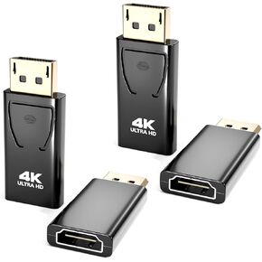 PANPEO Display Port to HDMI Adapter, 24K Gold Plated 3840x2160p Uni-Directional Display Port DP to HDMI Male to Female Converter Compatible for HP, HDTV, AMD, NVIDIA,Dell, GPU,Projector, PC - 4 Pack