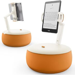 SAIJI Tablet Holder Pillow, Kindle Holder Compatible with 4.7-15.6" Kindle, Phone, Portable Monitor, 360° Adjustable Tablet Stand for Bed with Flexible Dual Axis Arm&Microbead Cushion (Orange)