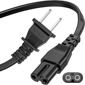Tv Power Cord Compatible with Samsung, 6FT 2 Prong C7 Power Cable Compatible with LG TCL Sony Apple Tv Insignia Sharp Toshiba JVC Hisense (UL Listed 18 AWG-Non Polarized)