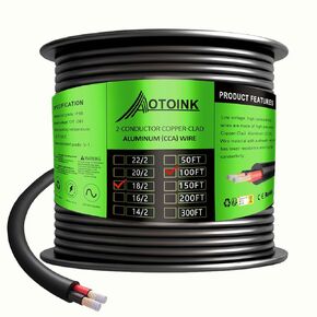 100 قدم 18 مقياس 2 موصلات كابل تمديد الأسلاك الكهربائية 18/2 CL2 تصنيف 18 AWG للمكبر الصوت ، شرائط LED ، السيارات ، المصابيح