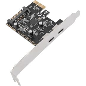 PCIe to Type C Adapter Card, 5Gbps ASM1042 Main Control Chip 2 Port USB 3.2 Gen1 Expansion Card for Desktop PC