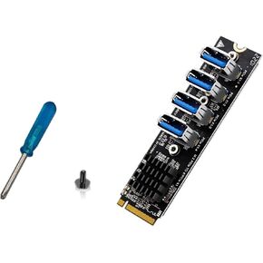M.2 to 4 Ports PCI-E Extender Riser Adapter Card USB 3.0 Riser Card Power Cable Adapter for Desktop PC Accessory