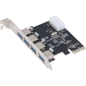 Zyyini USB 3.0 PCI Express Card ، 4 Port 5GBPS High Speed ​​Desktop PCIE CARD
