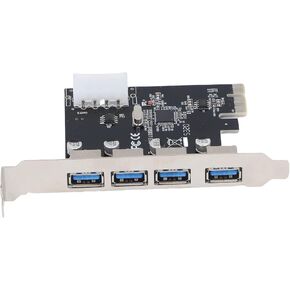 Yoidesu USB 3.0 PCI Express Expansion Card 4 Ports 5Gbps SuperSpeed PCIE X1 Interface for Desktop PC Workstation NAS with Self Powered Technology Backward Compatible with USB 2.0