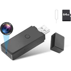 64GB USB Flash Drive Camera,1080P Video Resolution Security, Rechargeable Portable Mini Body cam,Surveillance Camera