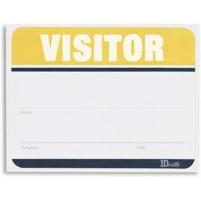 Visitor Name Badge Stickers - Adhesive Name Tags Fill in The Blank Visitor Labels - Blue - 100 Pack