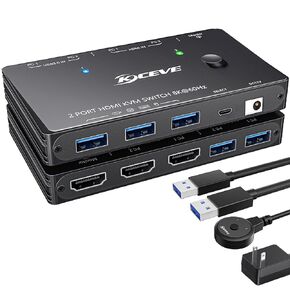 HDMI2.1 KVM Switch 2 Computer 1 Monitor 8K@60Hz ، KVM Switch HDMI 2 PORT مع 3 USB3