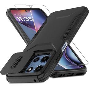 for Motorola Moto G 5G 2025 Case with 1 HD Screen Protector & Slide Camera Cover [Military-Grade] Phone Case Heavy Duty Rugged Shockproof Protective Cover for Moto G 5G 2025(Black)