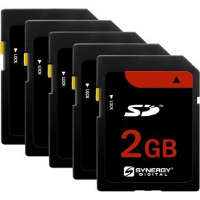 Synergy Digital 2GB Secure Digital SD Memory Cards, Compatible with Canon FS20 Camcorder - Pack of 5