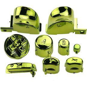 Replacement ABXY Direction Keys L R ABXY Z Full Set Buttons for Nintendo Gamecube NGC Controllers Repair Parts (Gold)