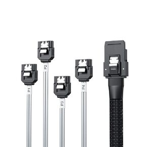 SFF-8087 to SATA Cable, Mini SAS to 4 SATA Breakout Cable, 6Gb Internal Mini SAS 36Pin SFF-8087 to 7Pin SATA Breakout Cable, Male to Female Cable support Raid Controller Hard Drive, 1m (3.3ft)