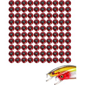 Fishing Lure Eyes,100pcs/Pack 9mm 3D Realistic Fishing Eyes Lure Eyes Lure Making Supplies,Fish Eyes for Lures(Red)