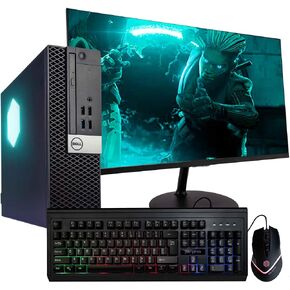 Dell 5060 Desktop PC w/RGB LEDs | Windows 11 Pro | Intel i5-8500 | 16GB RAM 500GB SSD | New 24" FHD Monitor | Home or Office Optiplex Computer | 5G WiFi + BT (Renewed)