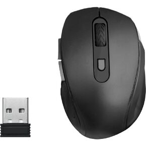 Wireless Mouse,Portable Mouse with 3 Adjustable DPI (800/1200/1600), Compact Design for Laptop/PC/Mac, 2.4G USB Receiver, 6-Button Function, Compatible with Windows/Mac OS/Linux - Black