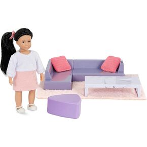 Lori Dolls – Marina's Terrace Set– Mini Doll & Toy Terrace Furniture – 6-inch Doll & Dollhouse Accessories – Chairs, Table, Umbrella, Lemonade – Play Set for Kids – 3 Years + in Kuwait