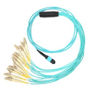 Ultra Spec Cables Multimode OM3 MPO Male to 12 x LC-UPC Simplex Breakout Cable, 1 Meter