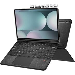 Doohoeek Keyboard Folio w/Status Screen for Samsung Galaxy Tab S10 FE Plus 13.1 Inch 2025, Tab S10 FE+ 13.1" Keyboard Bluetooth with Trackpad & Any-Angle Stand & Backlit Key, S10 Fe+ Keyboard Cover