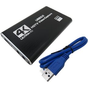 4K Audio Video Capture Card with USB 3.0 Cable, HDMI Loop-Out 1080P 60FPS Support for Live Broadcasts/Conference Rooms/Video Recording - Compatible for PS4, for Nintendo Switch